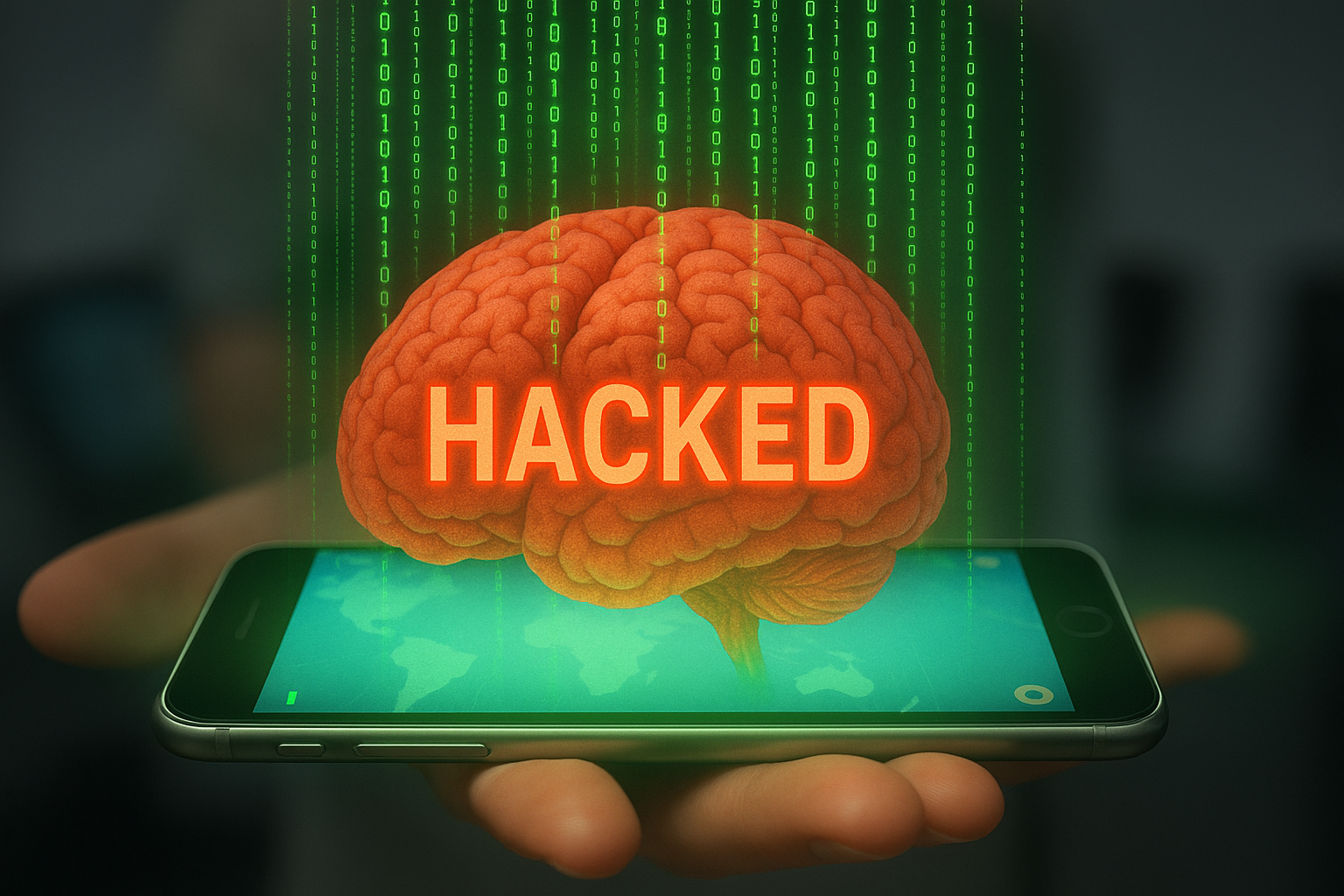 Picture of a brain being hacked.